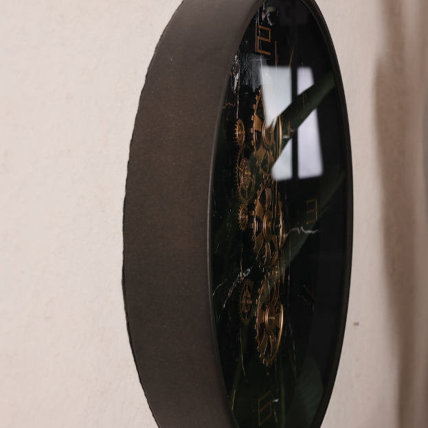 Marble Dial Look Rotating Gear Wall Clock
