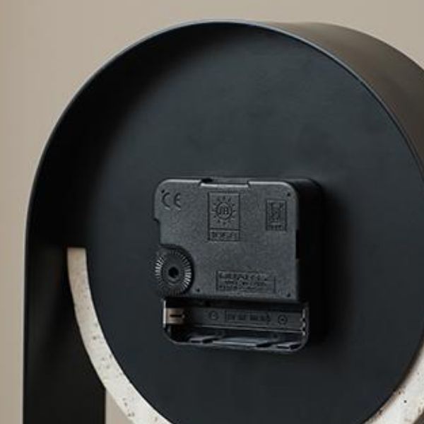 Iron & Travertine Desk Clock