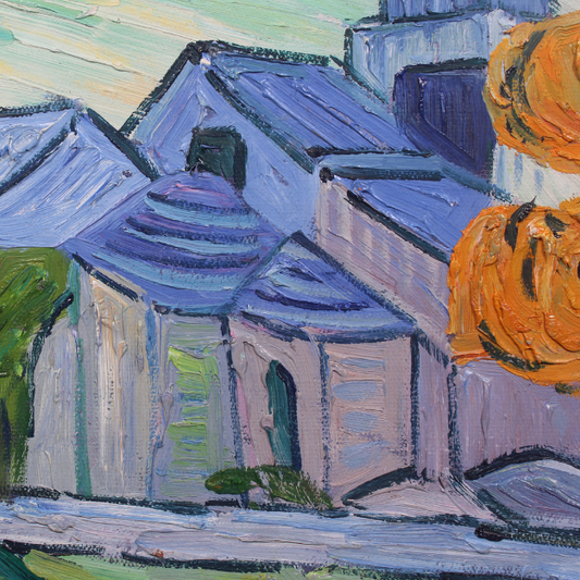 Abstract Village Landscape Wall Art