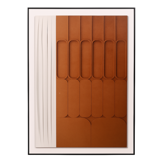 Contemporary Brown and White Textured Wall Art