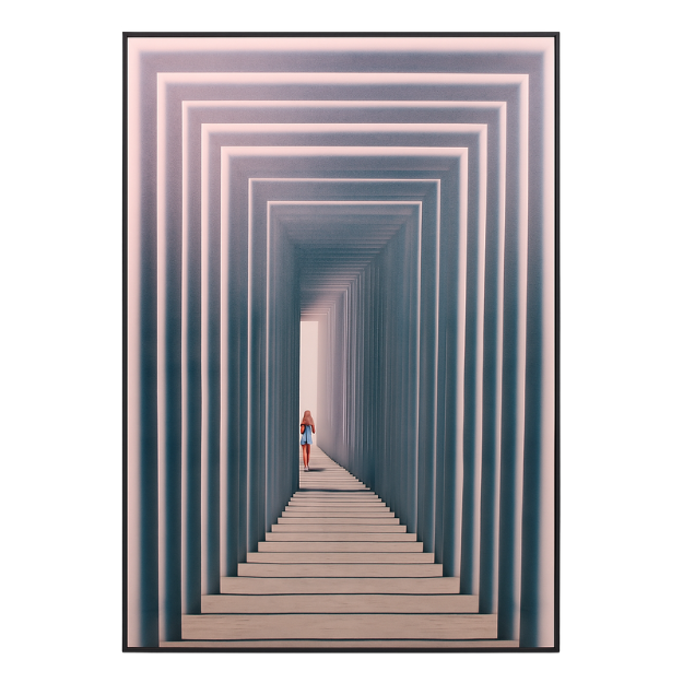 Modern Blue Geometric Corridor Wall Art