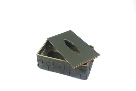 Dark Green Luxury Leather Tissue Box
