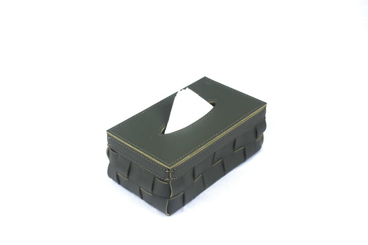 Dark Green Luxury Leather Tissue Box