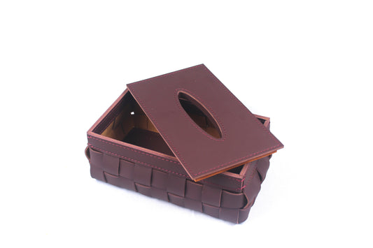 Reddish Brown Luxury Leather Tissue Box