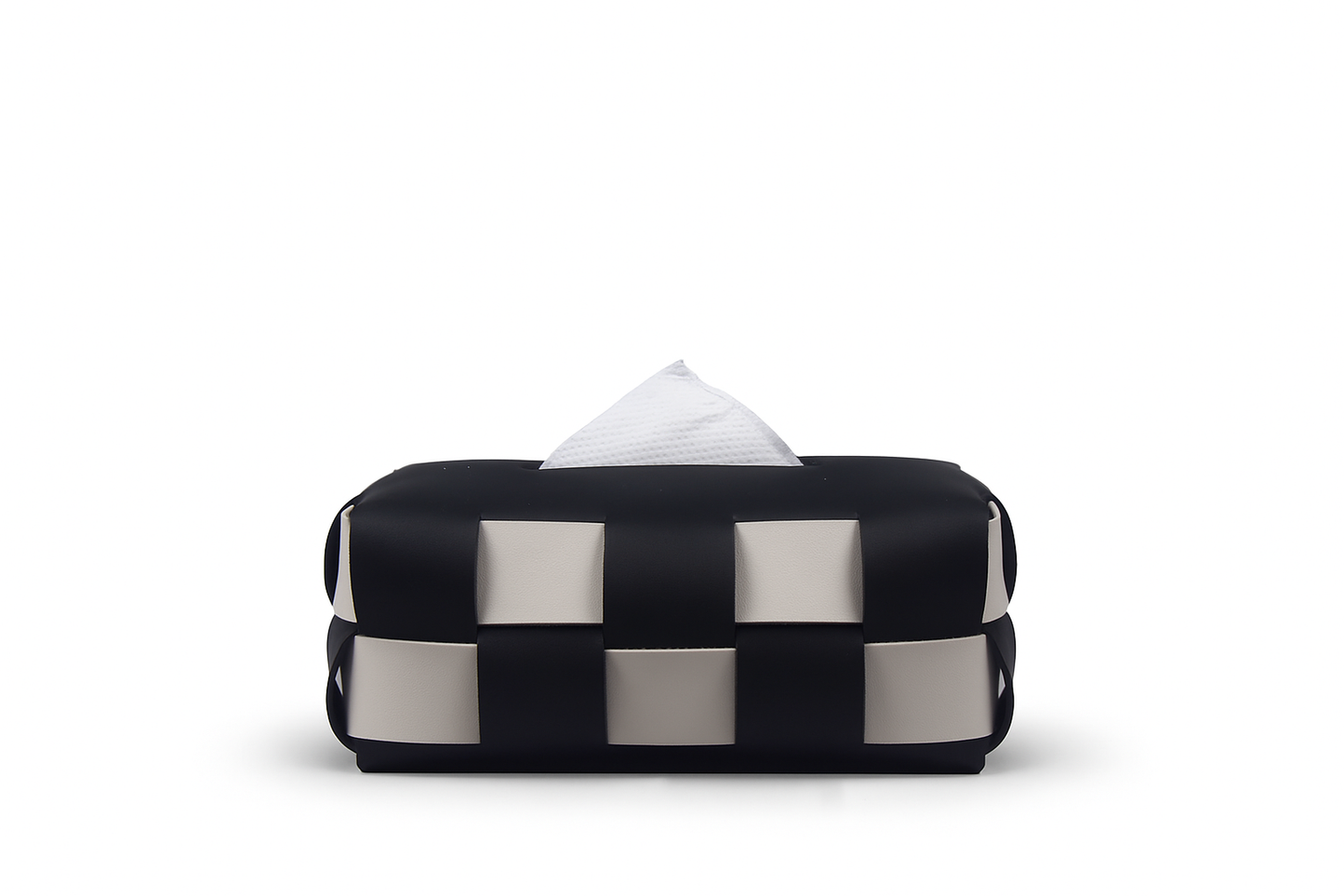 Black White Chessboard Luxury Leather Tissue Box