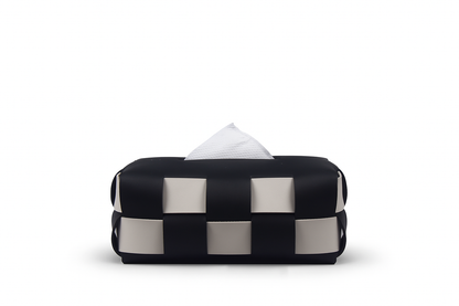 Black White Chessboard Luxury Leather Tissue Box