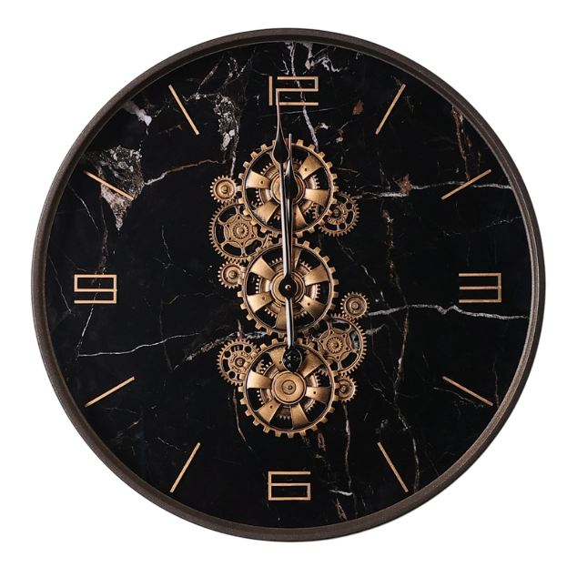 Marble Dial Look Rotating Gear Wall Clock