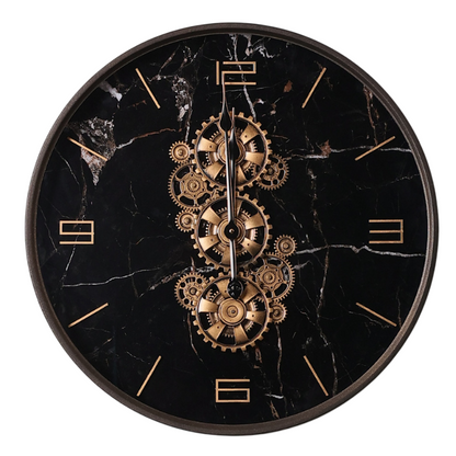 Marble Dial Look Rotating Gear Wall Clock