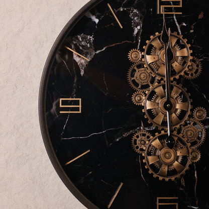 Marble Dial Look Rotating Gear Wall Clock