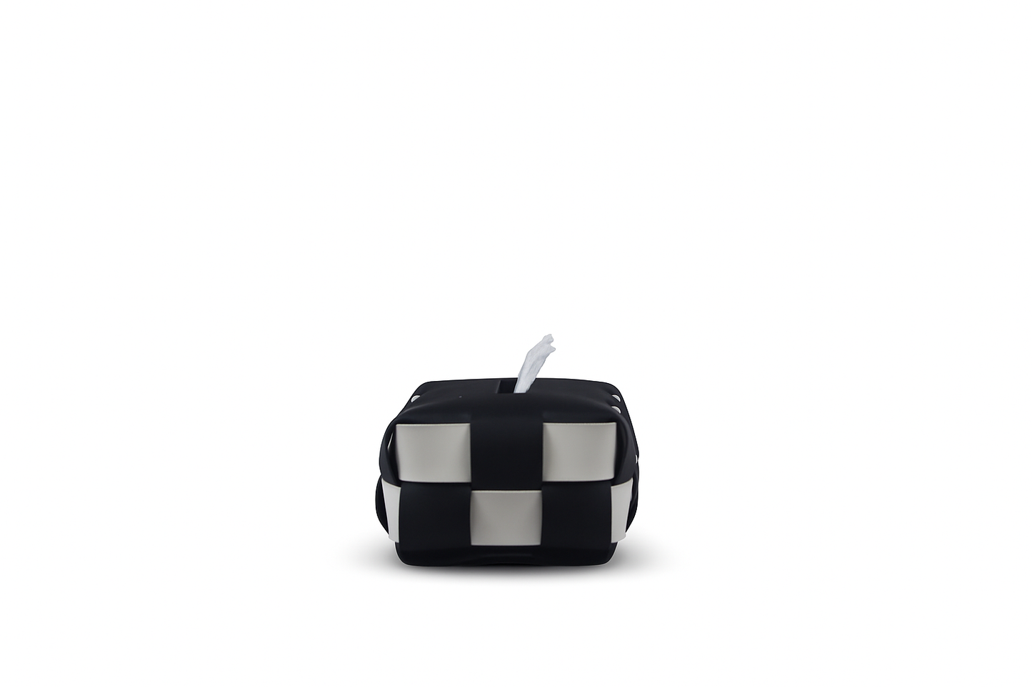 Black White Chessboard Luxury Leather Tissue Box