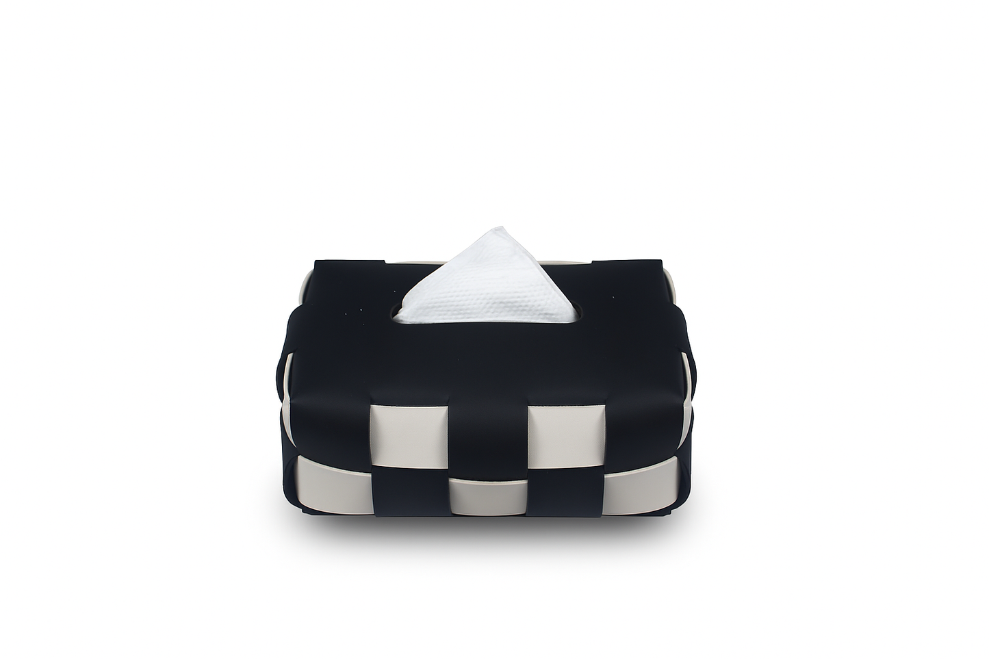Black White Chessboard Luxury Leather Tissue Box