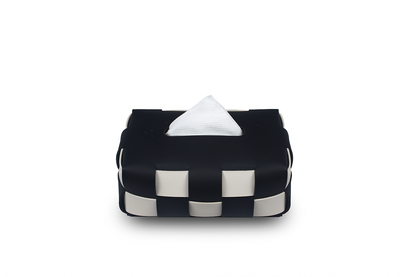 Black White Chessboard Luxury Leather Tissue Box