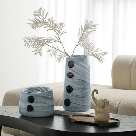 Handmade Grey Button Vase