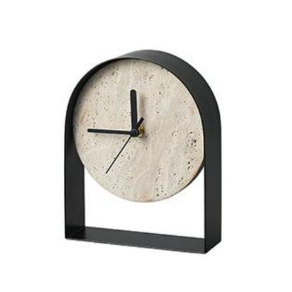 Iron & Travertine Desk Clock