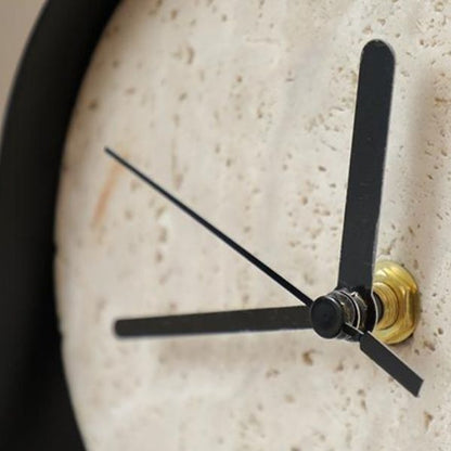 Iron & Travertine Desk Clock