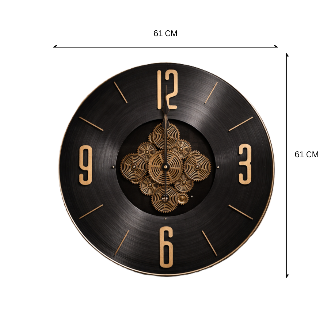Modern Black Mechanical Real Moving Gear Wall Clock