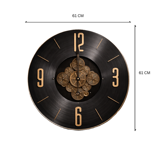 Modern Black Mechanical Real Moving Gear Wall Clock