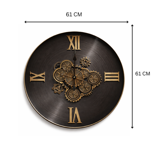 Heritage Roman Skeleton Real Moving Gear Wall Clock