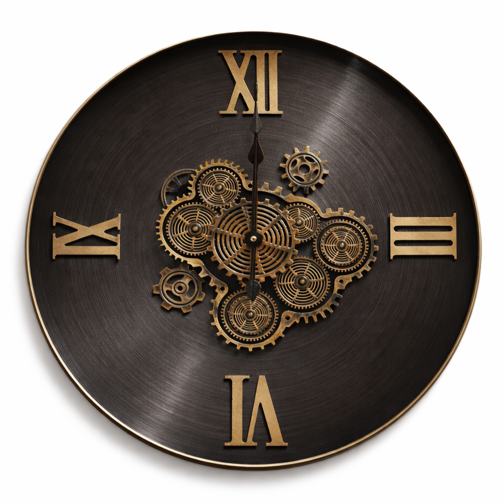 Heritage Roman Skeleton Real Moving Gear Wall Clock