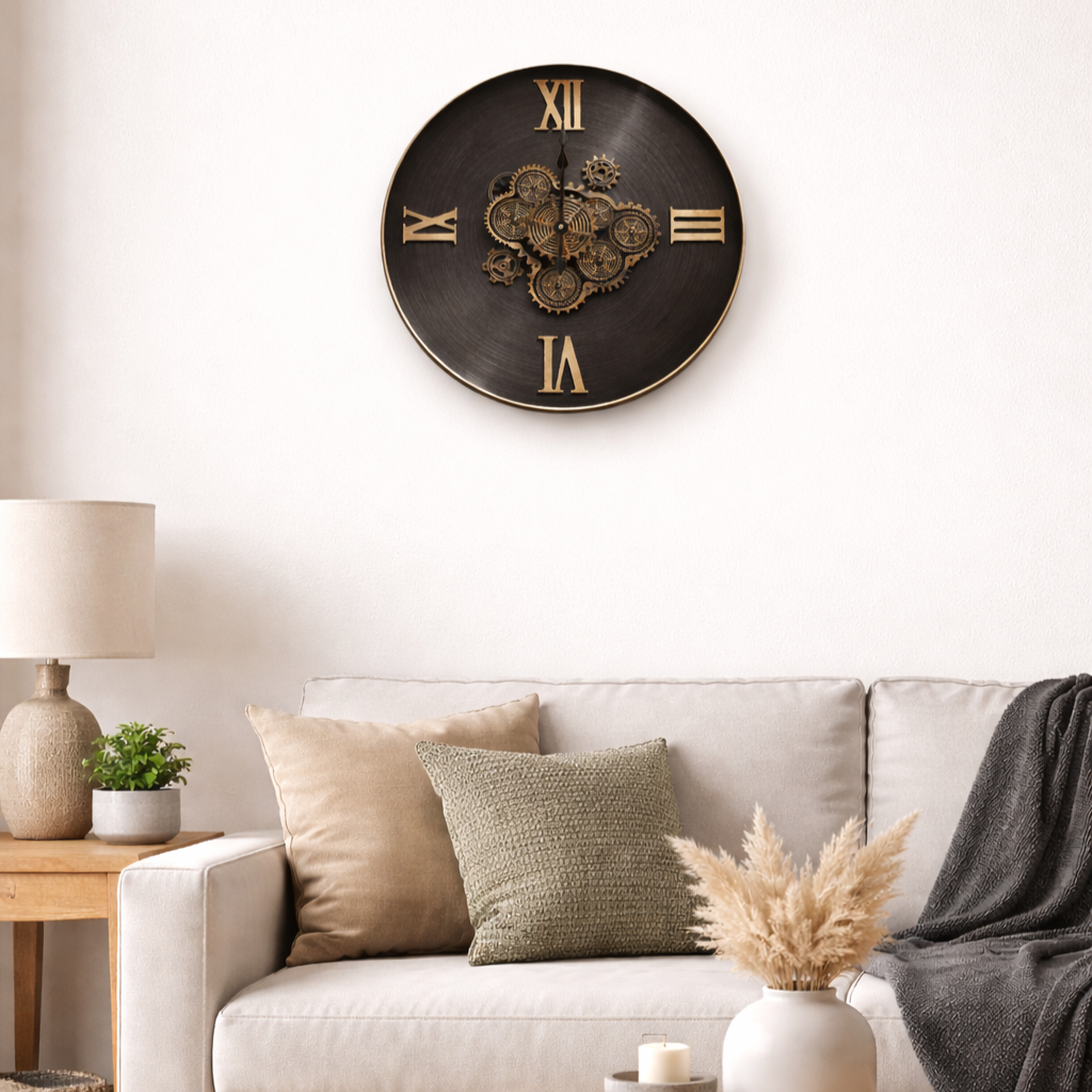 Heritage Roman Skeleton Real Moving Gear Wall Clock