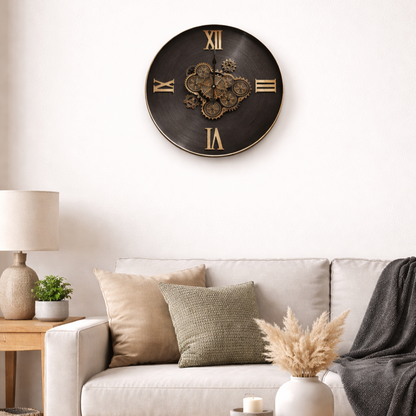 Heritage Roman Skeleton Real Moving Gear Wall Clock