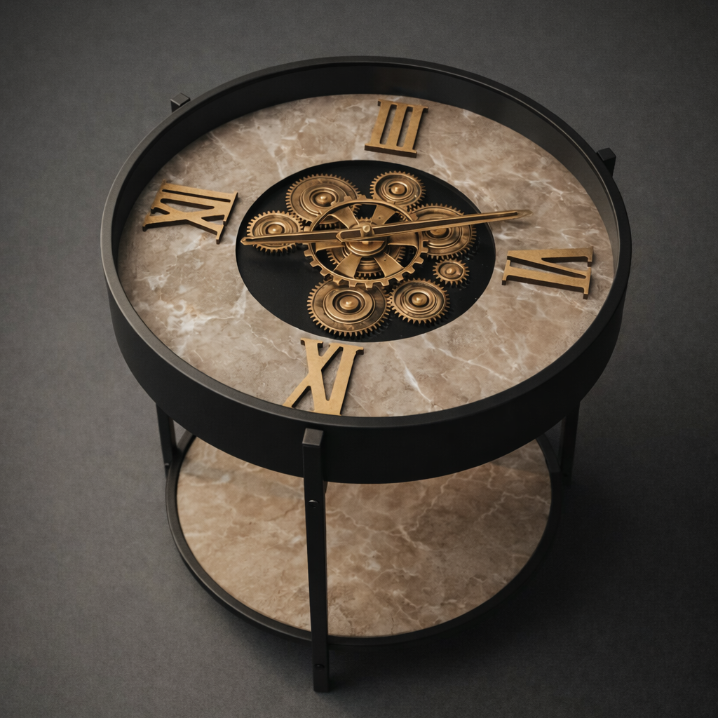 Elegant Black Gold Gear Display Real Moving Gear Wall And Table Clock
