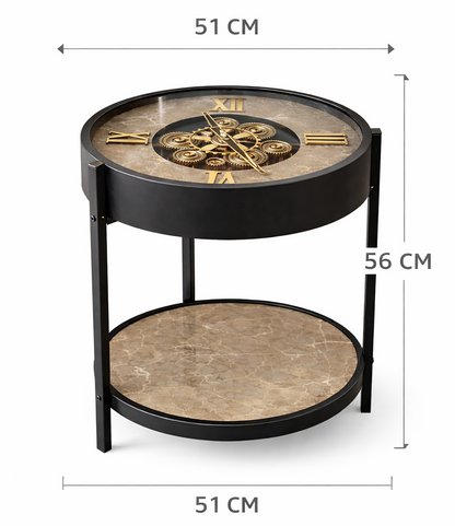 Elegant Black Gold Gear Display Real Moving Gear Wall And Table Clock