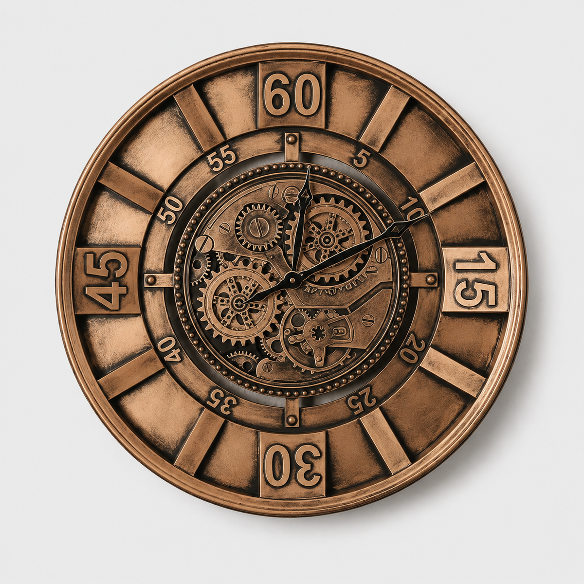 Ascam Round Industrial Moving Cogs Wall Clock