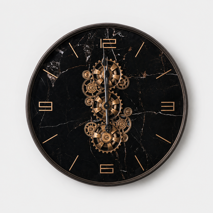 Marble Dial Look Rotating Gear Wall Clock