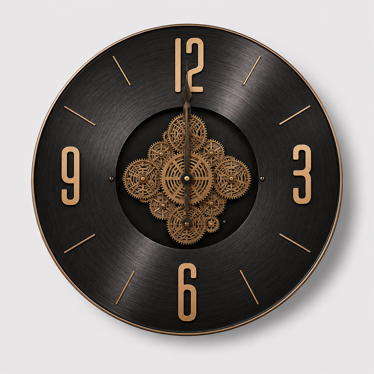 Modern Black Mechanical Real Moving Gear Wall Clock