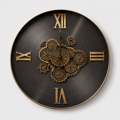 Heritage Roman Skeleton Real Moving Gear Wall Clock