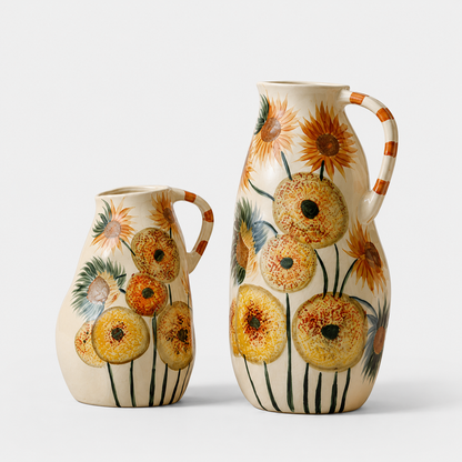 Handcrafted Ceramic Floral Pitcher Set