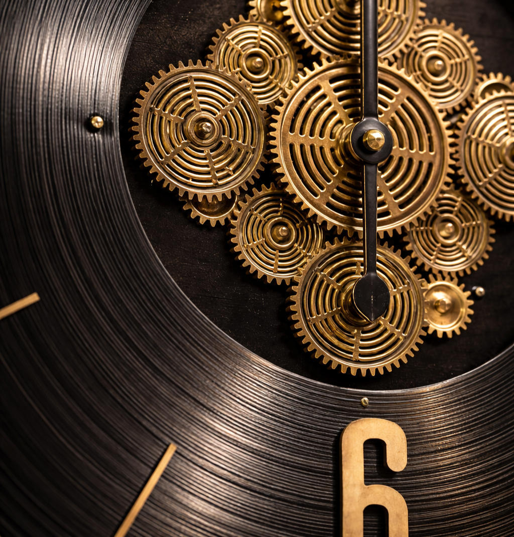 Modern Black Mechanical Real Moving Gear Wall Clock