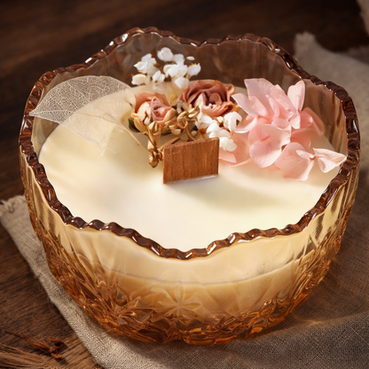 Floral Infused Premium Amber Glass Candle
