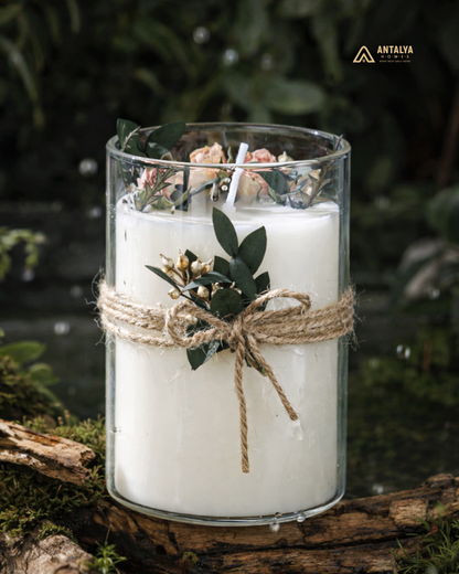 Handcrafted Botanical Decorative Glass Candle