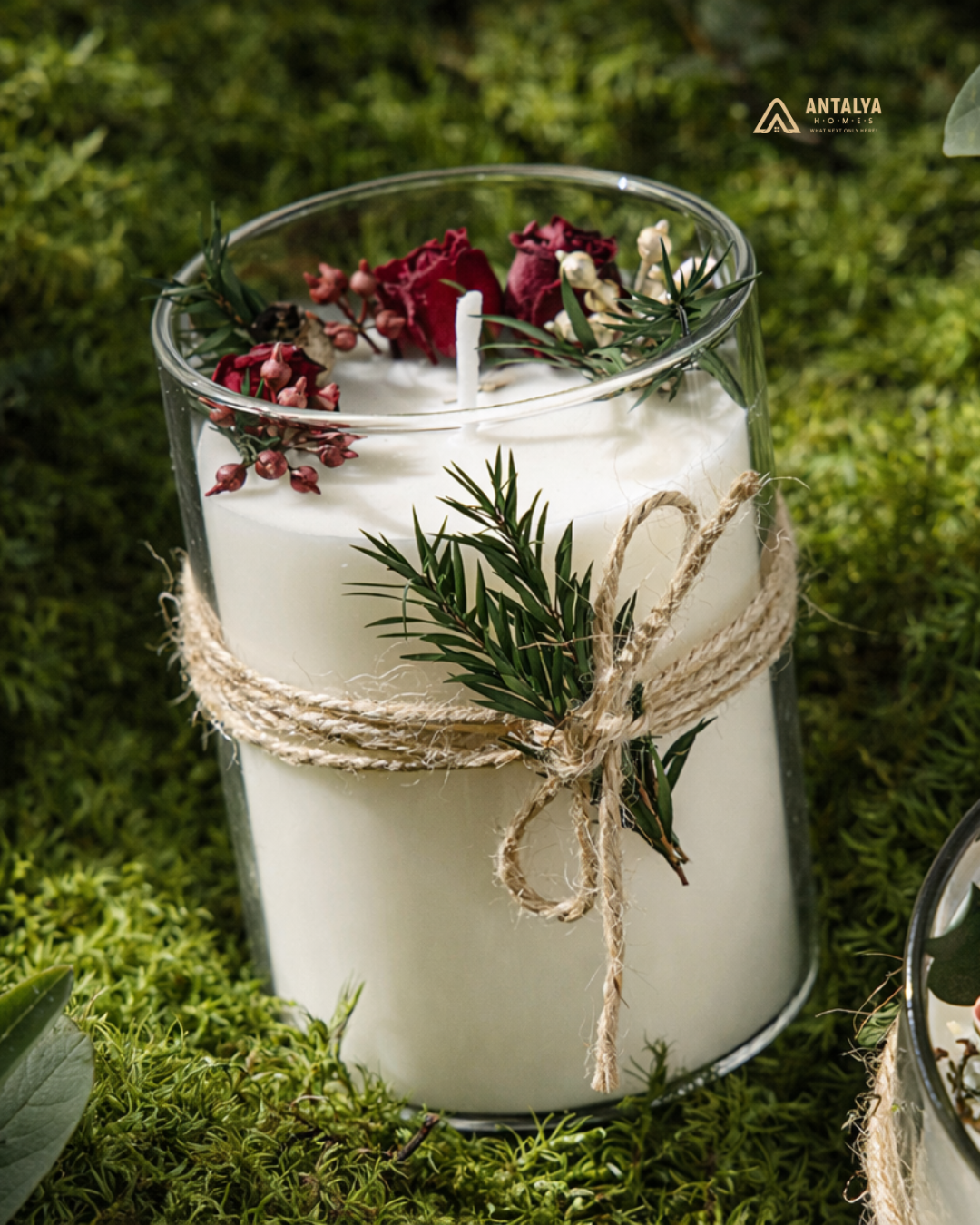 Handcrafted Botanical Decorative Glass Candle