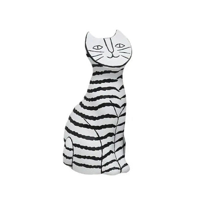 Black & White Striped Cat Resin Sculptures