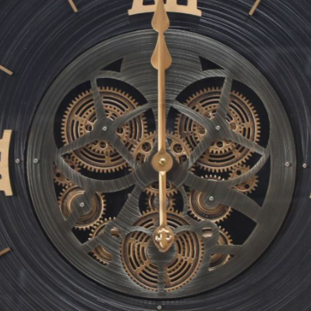 Premium Roman Numeral Mechanical Real Moving Gear Wall Clock