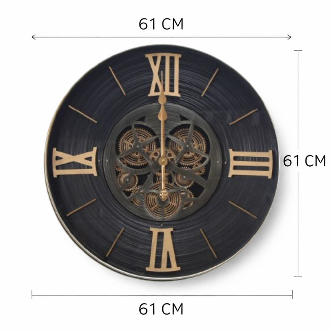 Premium Roman Numeral Mechanical Real Moving Gear Wall Clock