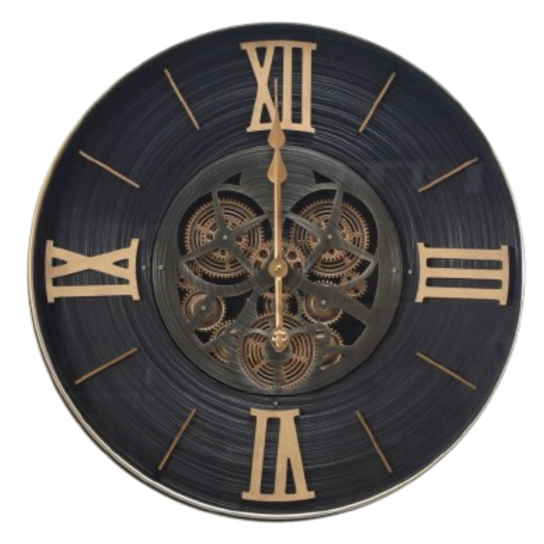 Premium Roman Numeral Mechanical Real Moving Gear Wall Clock