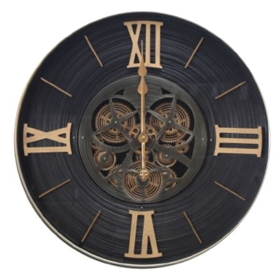Premium Roman Numeral Mechanical Real Moving Gear Wall Clock