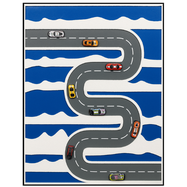 3D Mini Car Track With Toy Cars Wall Art