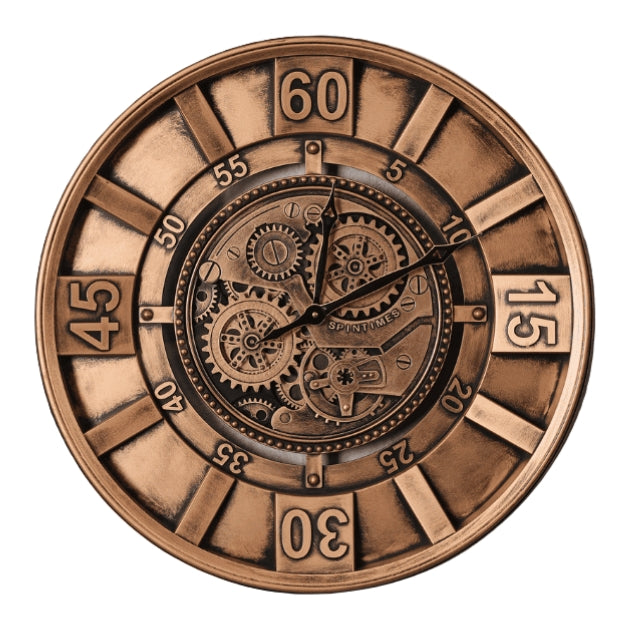 Ascam Round Industrial Moving Cogs Wall Clock