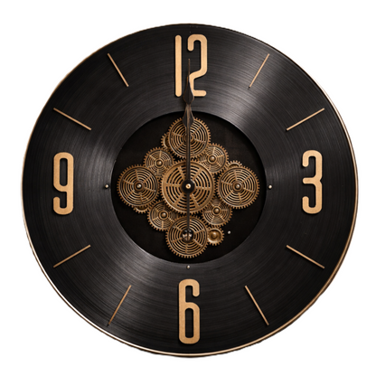 Modern Black Mechanical Real Moving Gear Wall Clock