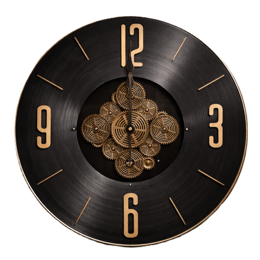 Modern Black Mechanical Real Moving Gear Wall Clock