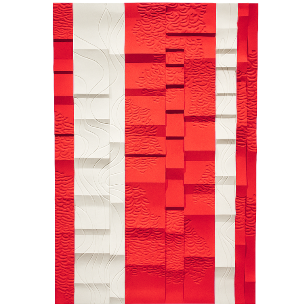 3D Decorative Textured Abstract Red & White Wall Art