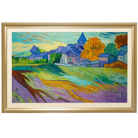 Abstract Village Landscape Wall Art