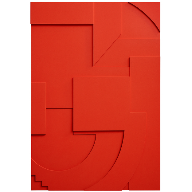 Minimal Bold Red Geometric Abstract 3D Wall Art