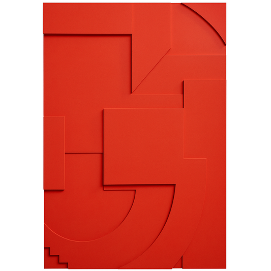 Minimal Bold Red Geometric Abstract 3D Wall Art