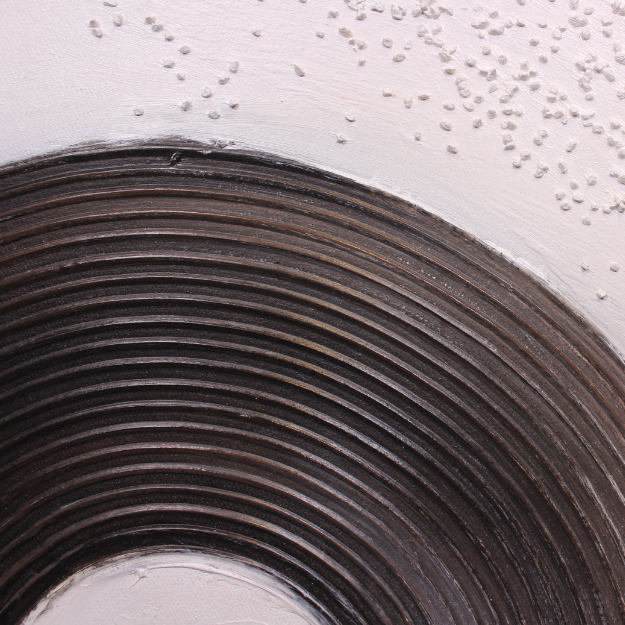 Black & White Textured Abstract Circle Wall Art